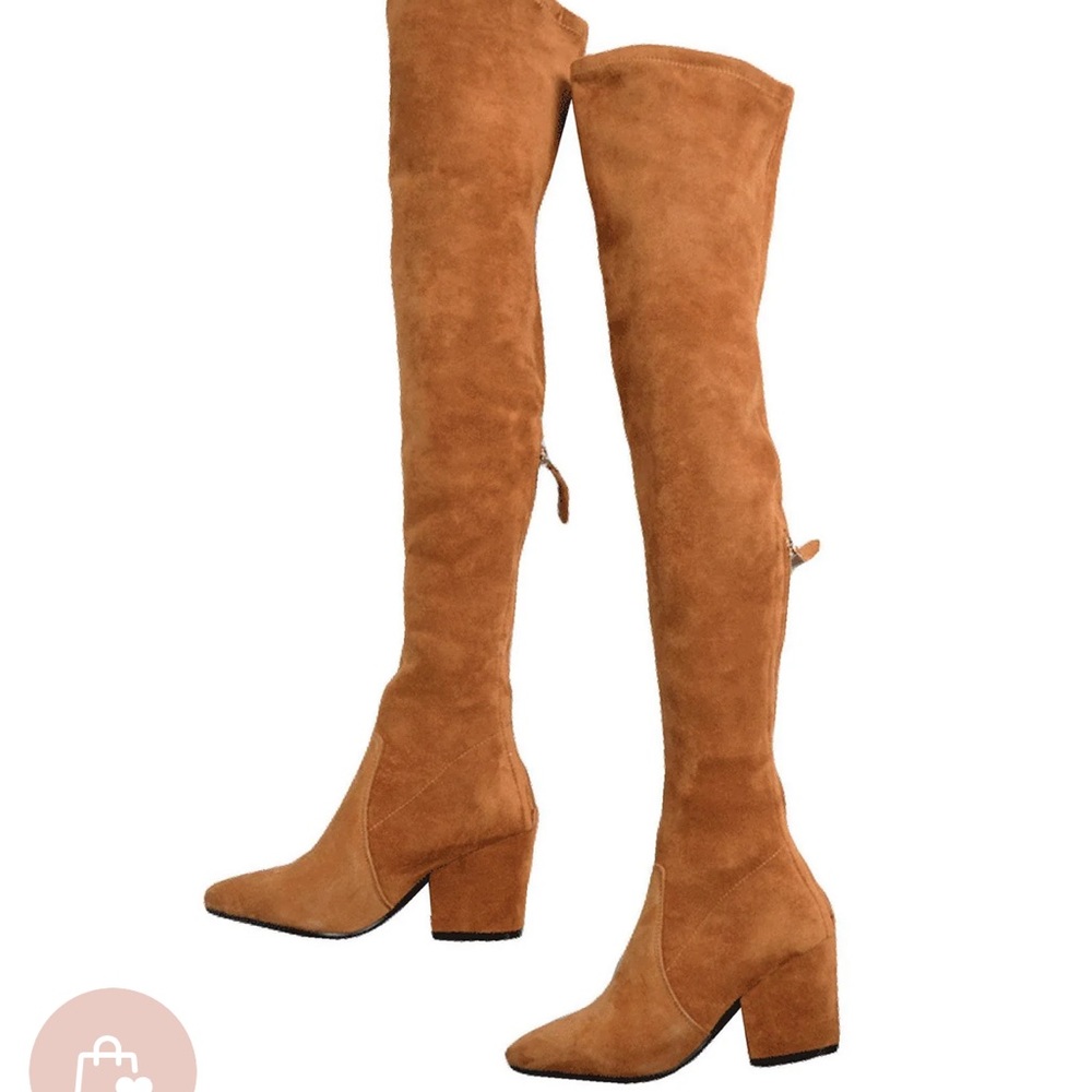 Leather suede over the knee boots